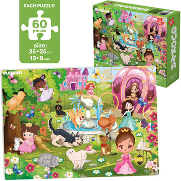 Quokka Puzzles For Kids Ages 4-6 - Set Of 4X60 Jigsaw Puzzles For Toddlers 3-5 - Unicorn Princess Animals Toys For Children 6-8 Yo - Gift Educational Game For Boys & Girls