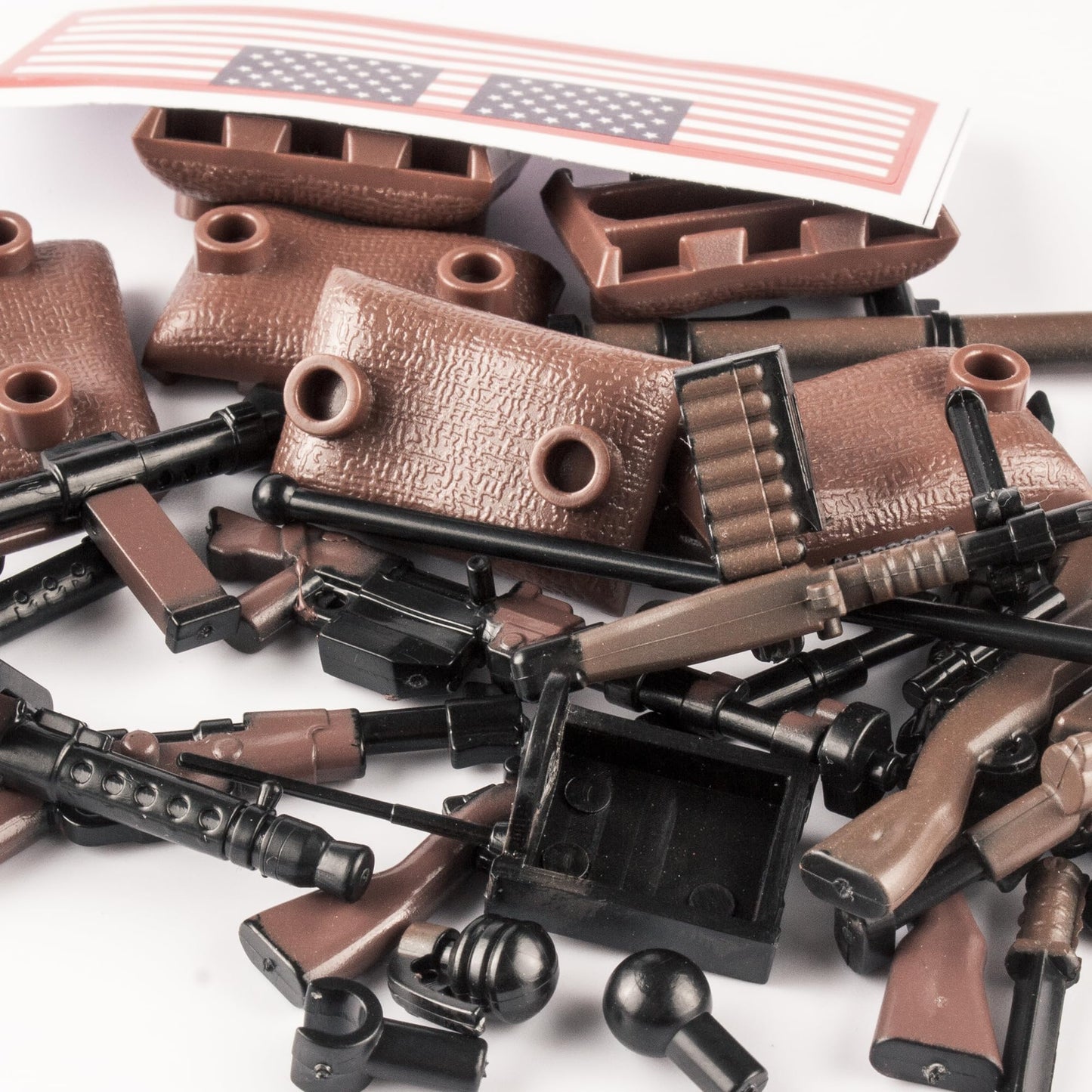 MaozyHomie 36 Pcs Pack Military U.S Field Force Toy Set - Brown Accessories Weapon Battle Building Blocks Compatible with Major Brand 3 Years Old and up