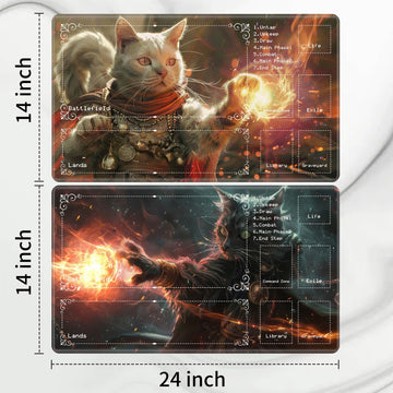 Playmat for MTG with Zones (2 Pack), Card Game Mat Non-Slip Rubber Base and Stitched, 24 x 14 inch TCG Play Mat for MTG and Othe