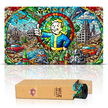 Wizcraft Gaming Paramint Stained Glass Fallout (Stitched) - Fallout, Mtg Playmat - Compatible With Magic The Gathering Playmat -