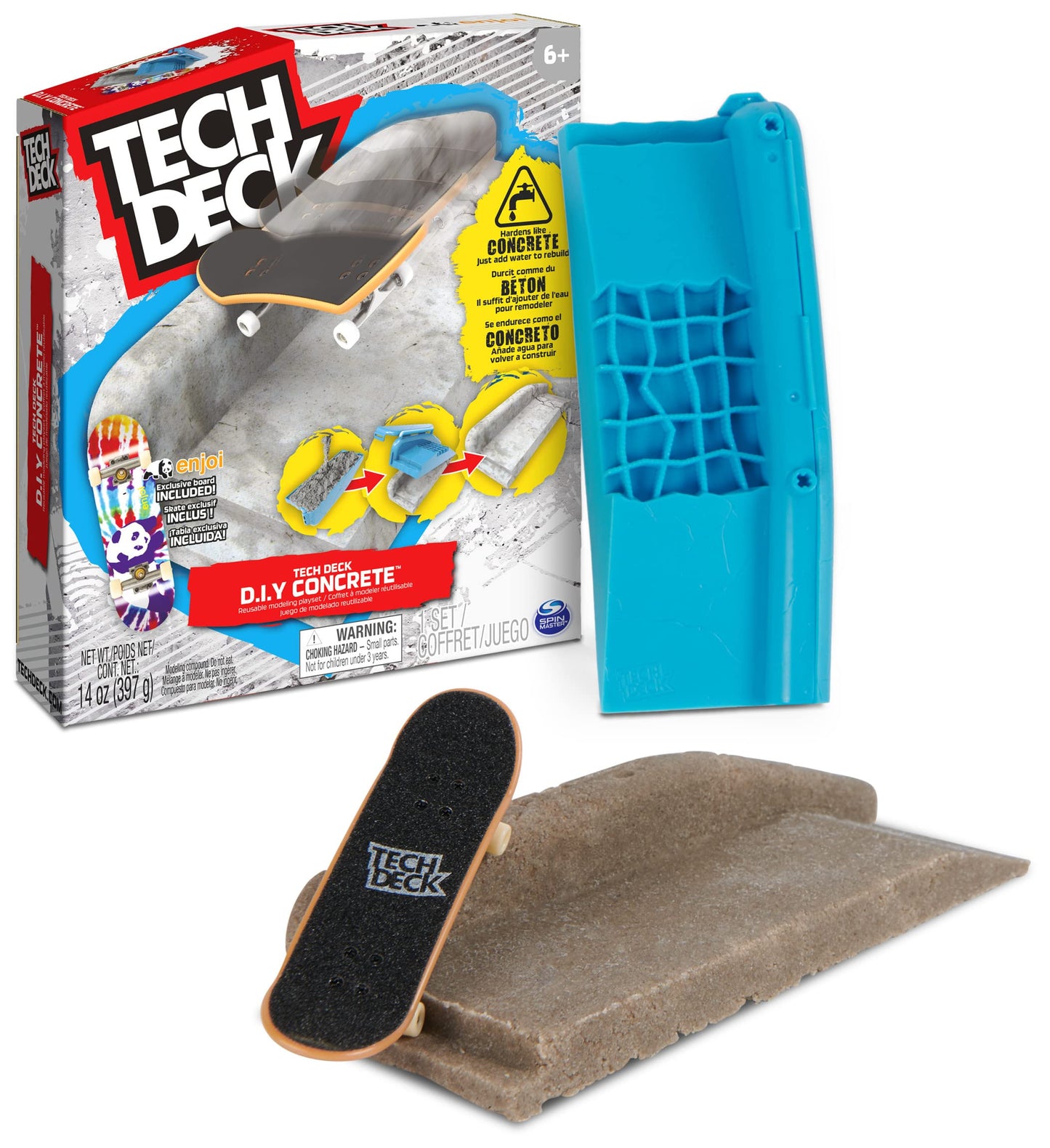 Tech Deck Diy Concrete Reusable Modeling Playset With Exclusive Enjoi Fingerboard, Rail, Molds, Skatepark Kit, Kids Toy For Boys And Girls Ages 6 And Up