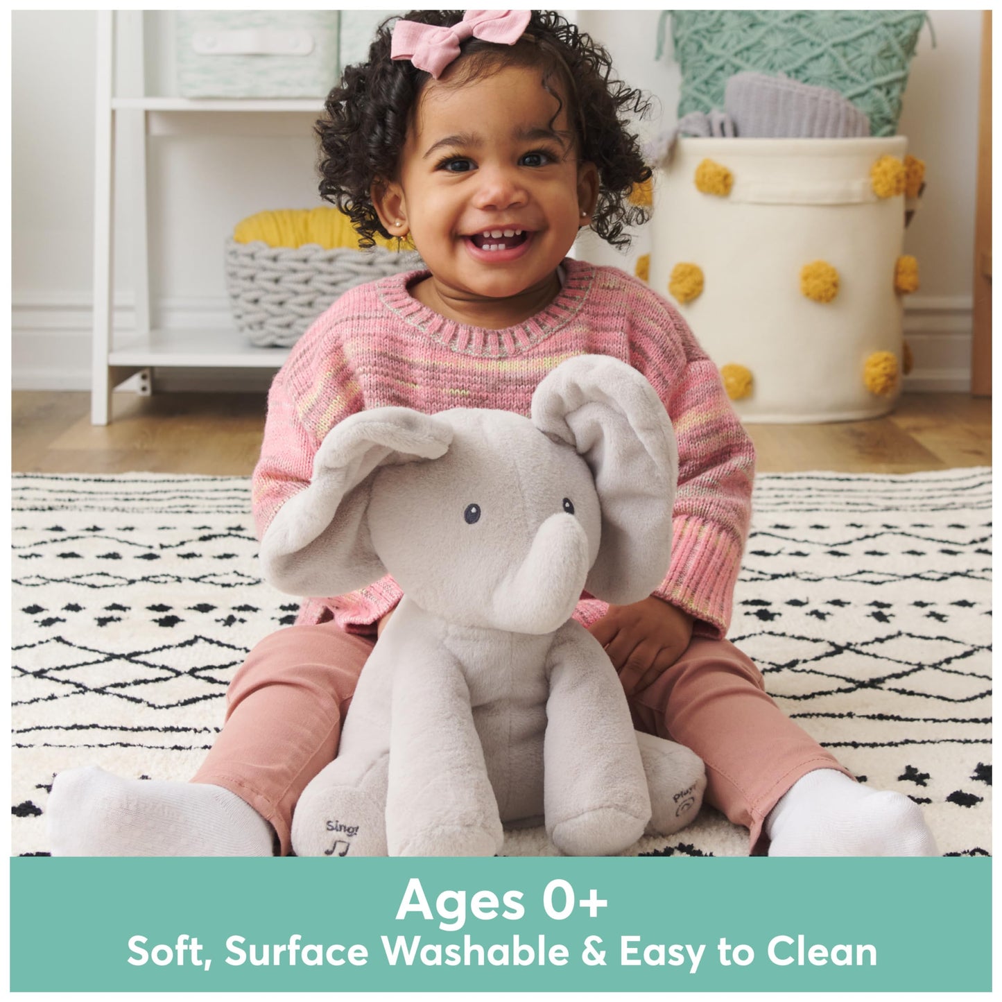 Baby Gund Animated Flappy The Elephant Plush, Singing Stuffed Animal Baby Toy For Ages 0 And Up, Gray, 12''