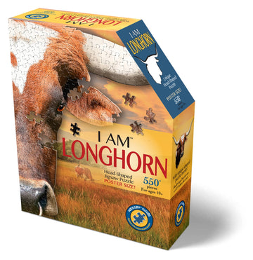 Madd Capp Puzzles - I Am Longhorn - 550 Pieces - Animal Shaped Jigsaw Puzzle
