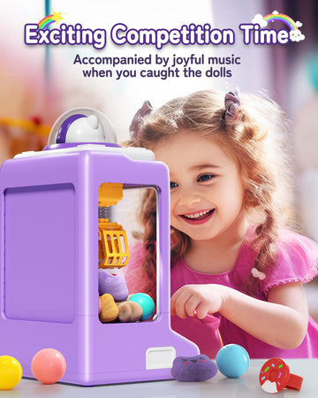 Jovow Claw Machine for Kids, Mini Vending Machine with Game Coins & Music, Prize Dispenser Toys for Girls and Boys, Electronic C