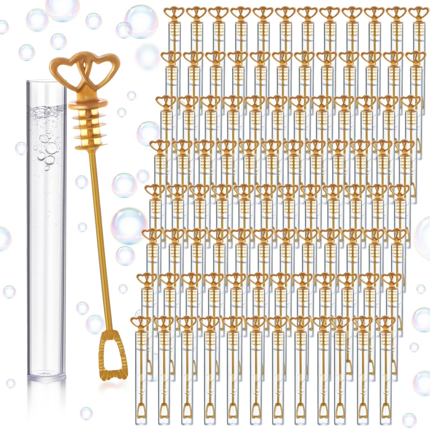Pullcrease 150 Pcs Bubble Wands Bulk For Wedding Party Mini Heart Wand With Bubble Solution For Wedding Bridal Showers Valentine