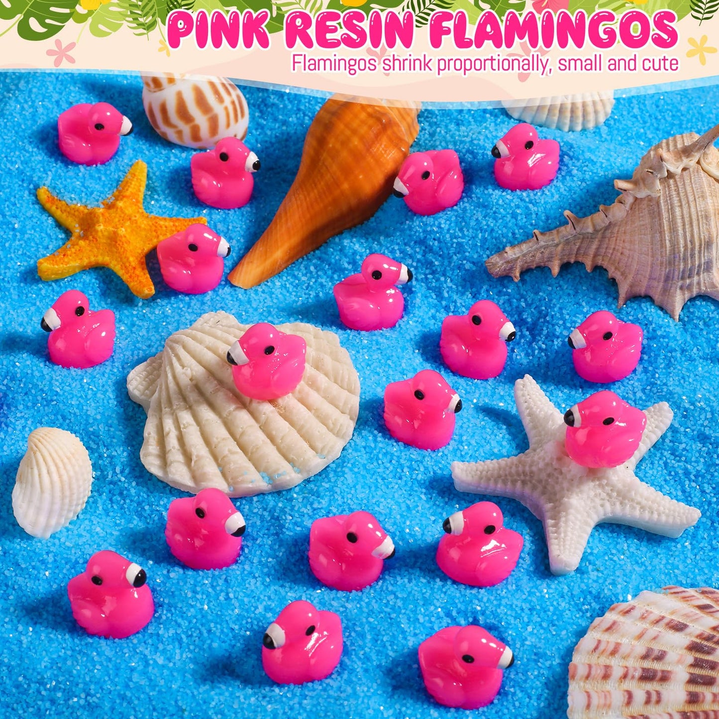 100pcs Mini Resin Flamingos Ducks - Cute Tiny Pink Flamingos Ducks to Decorate for Garden Lawn, Cake, Yard, Fairy Garden, Dollho