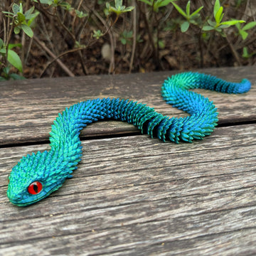 3D Printed Snake Toys,Articulated Flexible 3D Printed Animal Viper Fidget Toy,Realistic Slithering Design, Collectible Articulat
