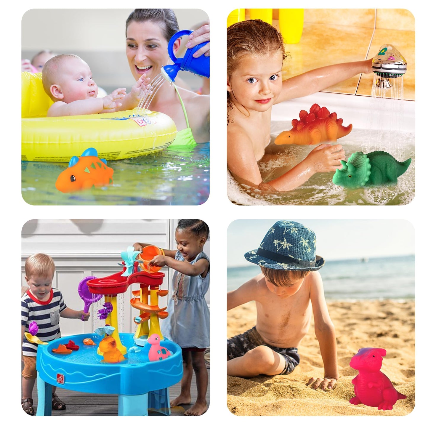 Ganowo 12Pcs No Hole Dinosaur Bath Toys For Toddlers 1-3, Mold Free Baby Bathtub Pool Water Toys For Dinosaur Party Favors Birthday Christmas Easter