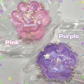 2.76 Inch 2Pcs Cat Paw Handmade Squeeze Toys, Glitter Transparent Paw, Cute Soft Fidget Toys For Stress Relief, Suitable For Adu