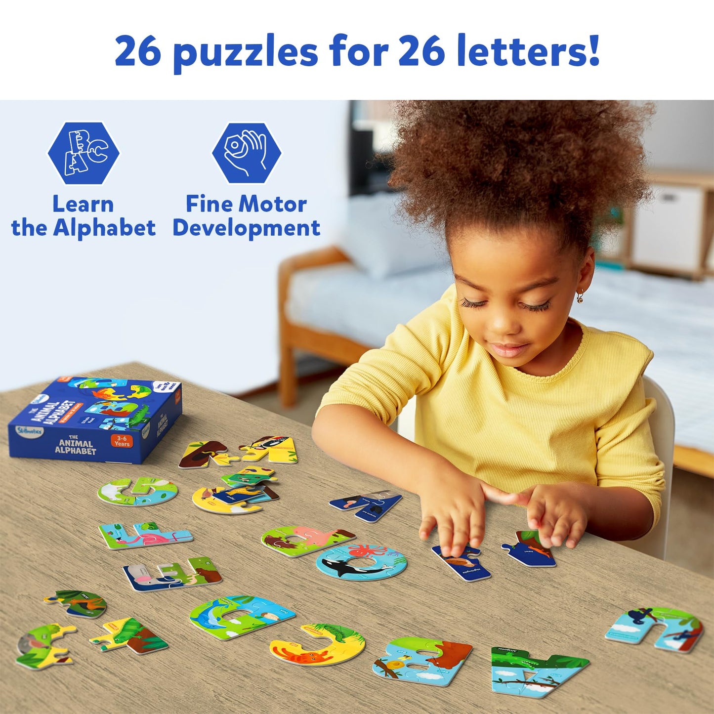 Skillmatics Animal Alphabet Puzzle - 52 Piece Jigsaw Puzzle For Toddlers, Preschoolers, Educational Toy For Learning Abcs And Letters, Gifts For Boys & Girls Ages 3, 4, 5, 6