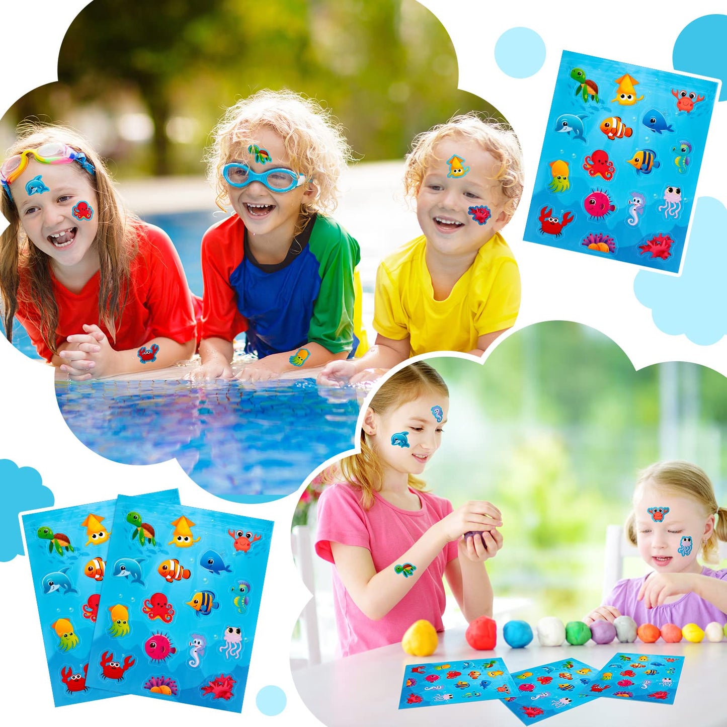 480 Pieces Sea Life Shape Stickers For Kids Self Adhesive Octopuses Crabs Turtles Seahorses Jellyfish Whales Cute Waterproof Ocean Animal Stickers For Ocean Theme Party Classroom
