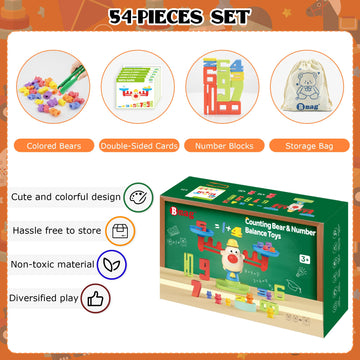 Bmag Balance Math Toys, 3 In 1 Counting Stacking And Balancing Math Learning Game For Kids, Stem Learning Activities Educational