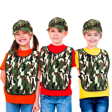 Unittype 12 Pcs Army Soldier Costume For Kids Include 6 Camouflage Military Caps And 6 Camouflage Vests For Kids Birthday Party