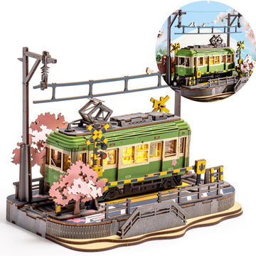 Wowood 3D Wooden Puzzles For Adults-Sakura Journey Tram, Model Car Kits Building Set For Adults, Diy Hobby Craft Kits Creative G