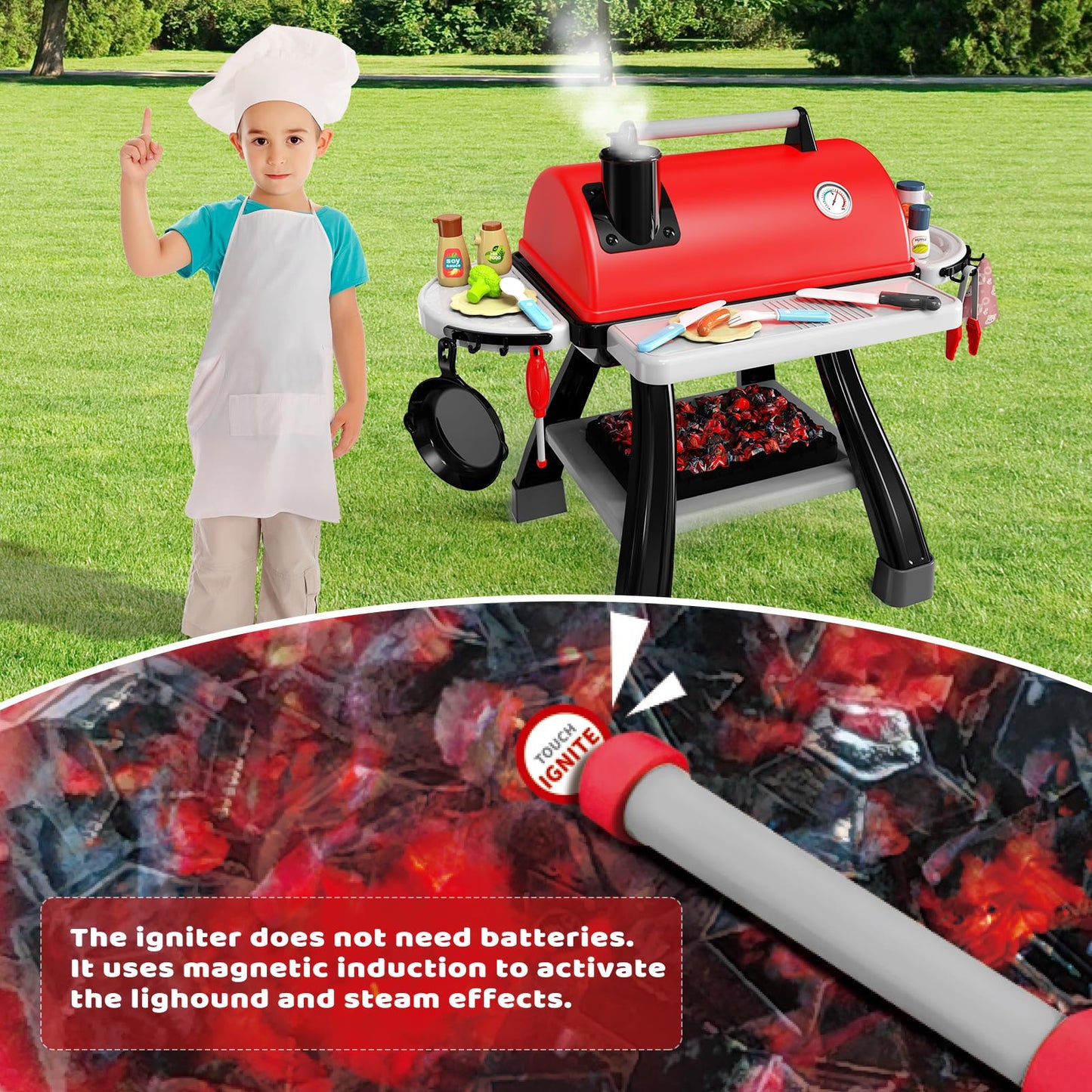 35Pcs Kitchen Toy Set, Bbq Grill Playset, Little Chef Play, Interactive Cooking Set For Kids - Christmas Birthday Gift For Boys
