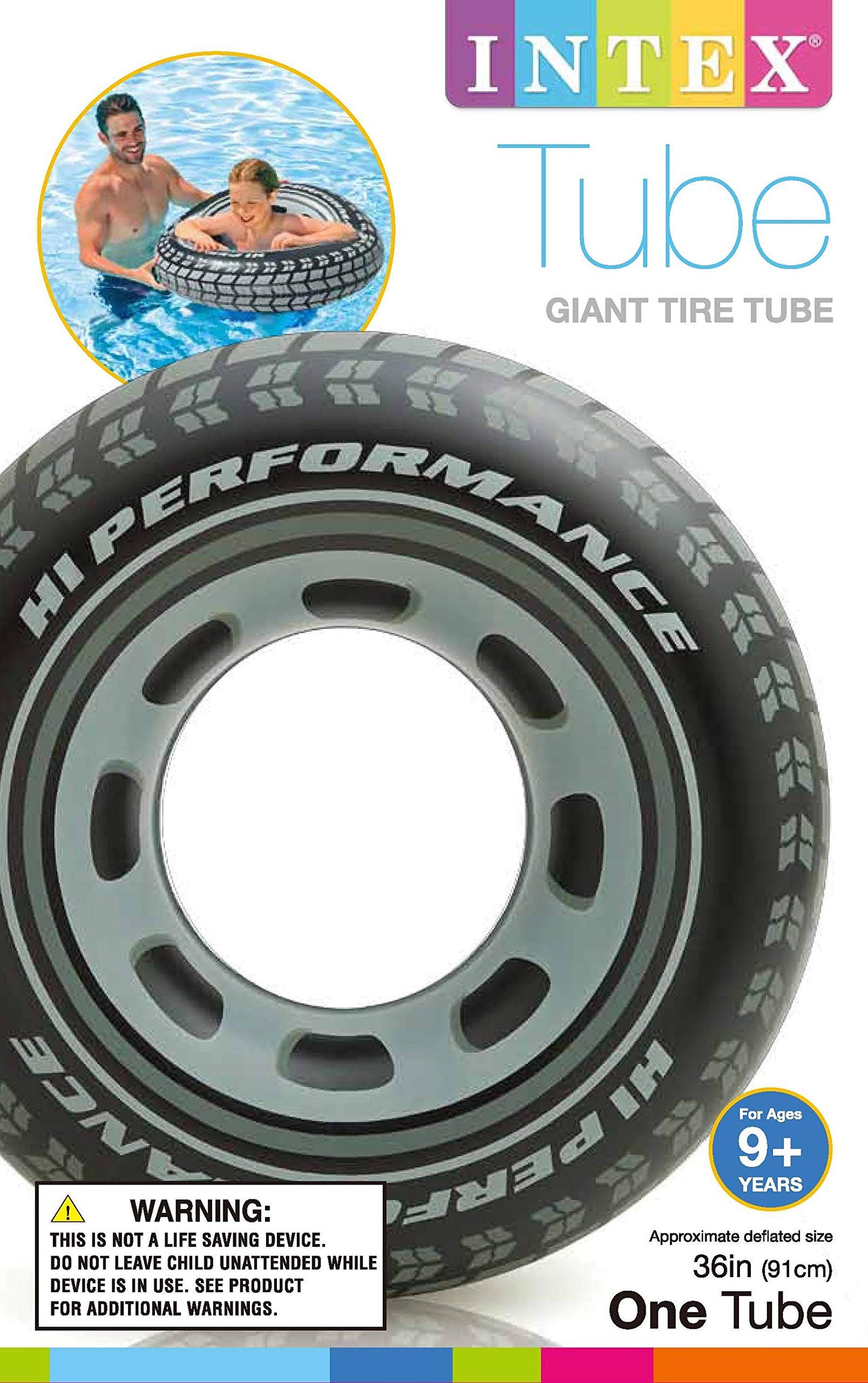 Intex 36 Giant Inflatable Tire Tubes for Swimming Pool/Lake/Ocean - Multicolor (8 Pack)