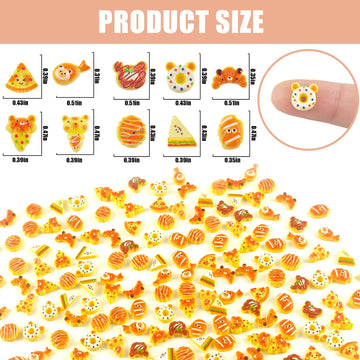 WOZADU 200 PCS Mini Food Figures for Crafts Tiny Resin Baking Bread Miniature Things for Dollhouse Fairy Garden Micro Landscaping Decoration Cake Toppers Decor