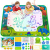 Water Doodle Mat for Kids 32x40 Inch, Reusable Coloring Mat Educational Toy for 3 4 5 6 7 8 Years Old Girls & Boys, Neon Color M
