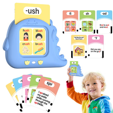 Airbition Phonics Talking Flash Cards for Toddlers 2-8, 252 Words, CVC Blends, Long Vowel Sounds, Montessori Language Learning Toys, Blue