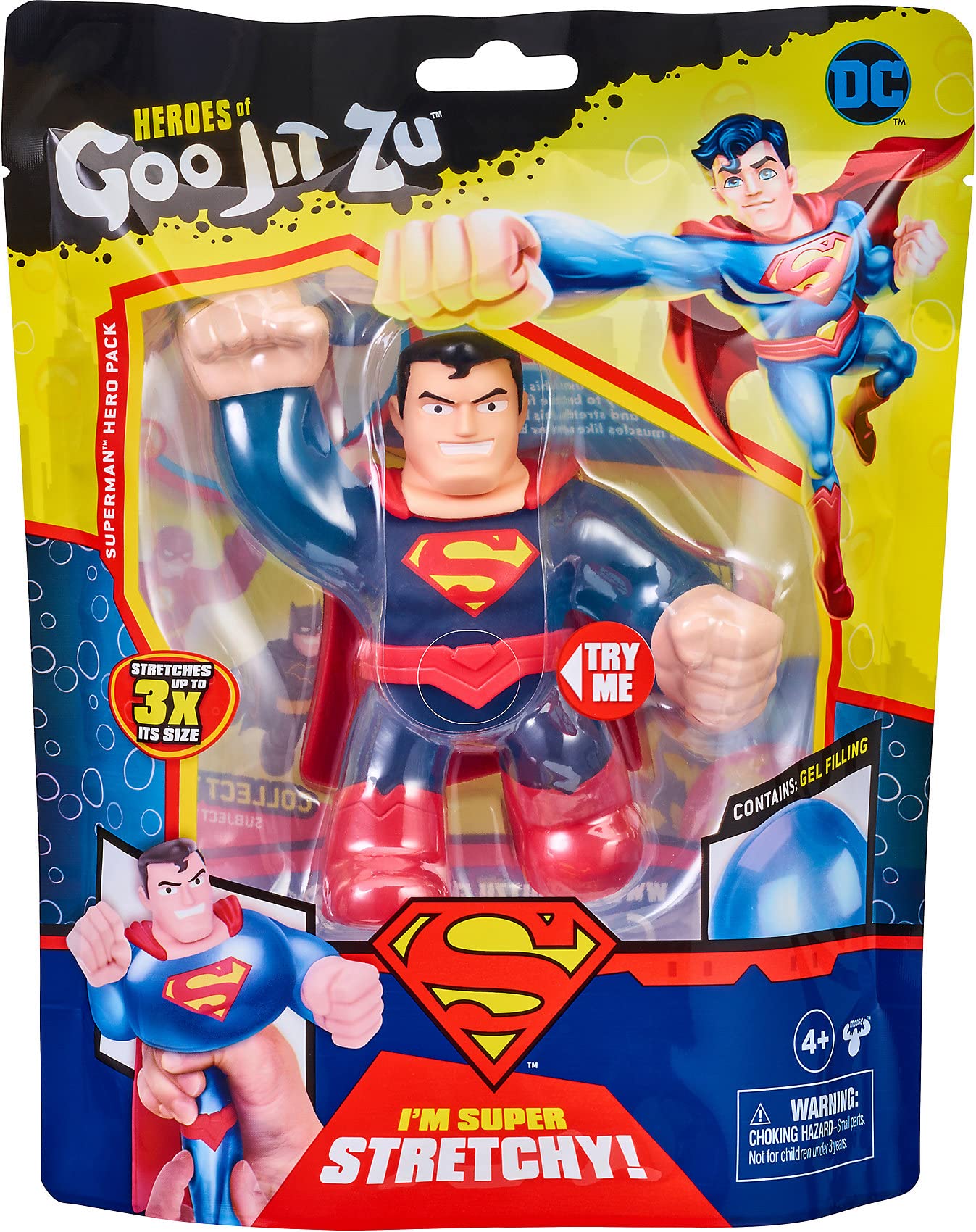 Heroes of Goo Jit Zu DC Superman Hero Set - Soft, Sliey, Elastic Heroes 41233 Red/Blue