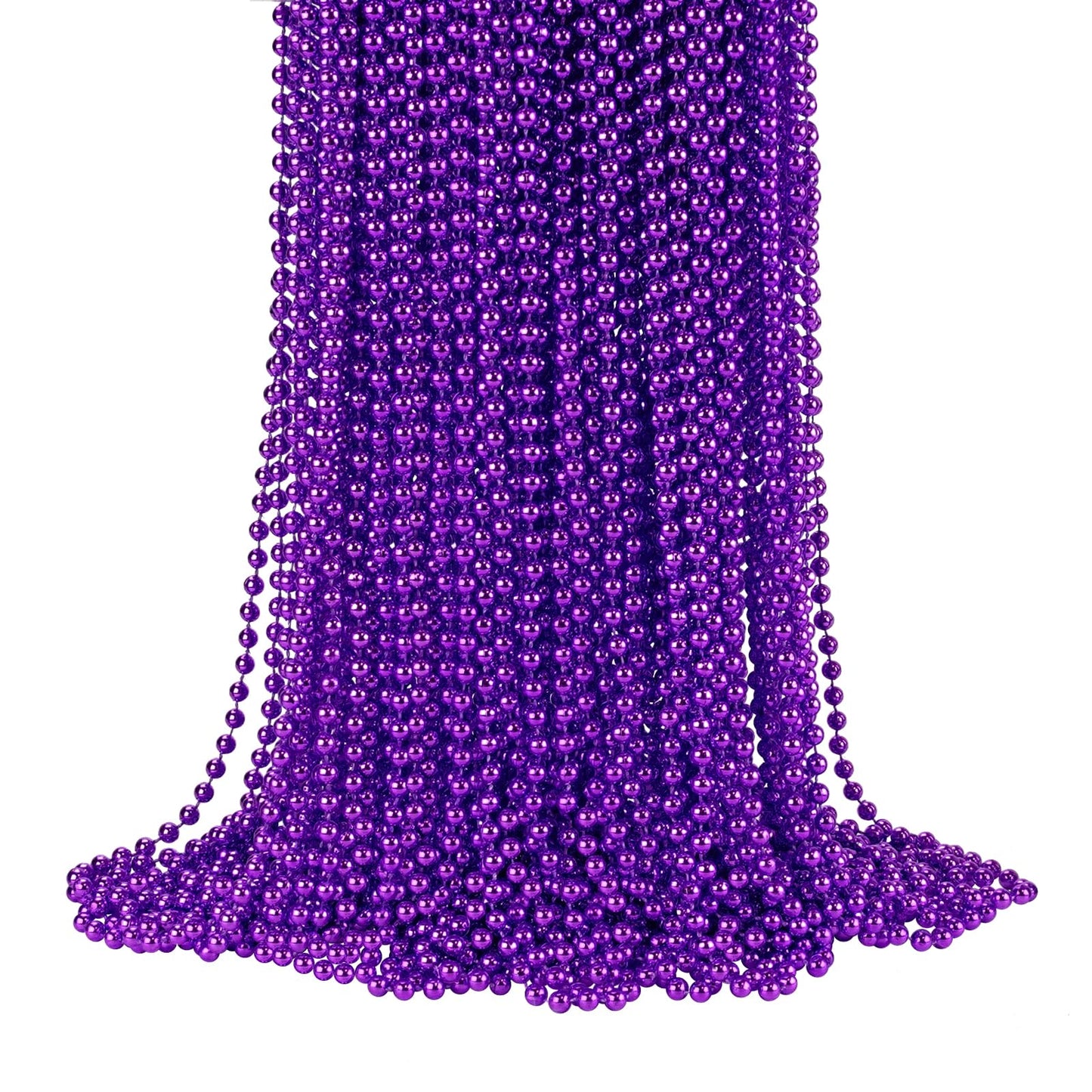 YAXINRUI 72 PCS Purple Bead Necklaces, Purple Mardi Gras Beads, Halloween Beads Necklaces, 33 Inch 7 mm Round Beaded Necklaces C