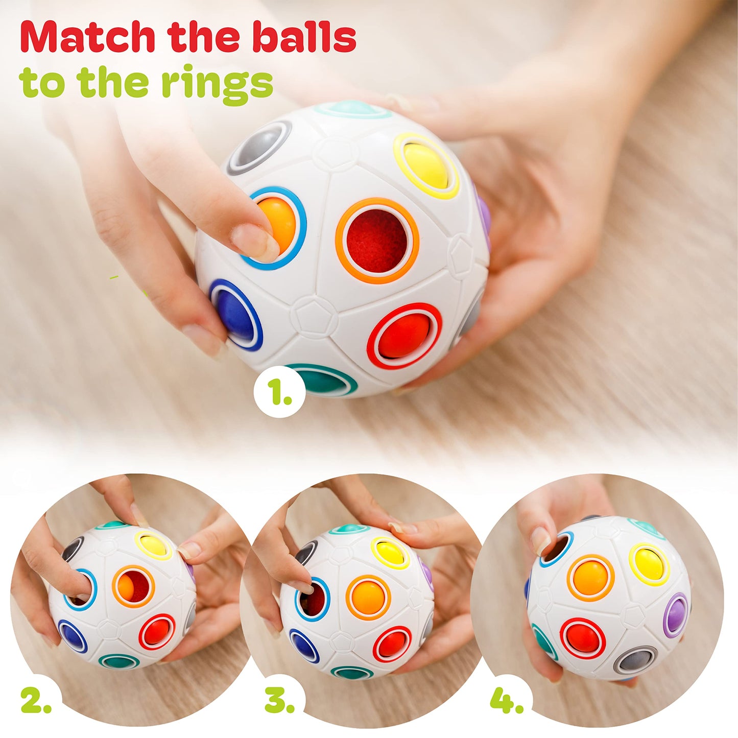 Cubidi® Original Big Rainbow Puzzle Ball I Brain Teasers For Kids Ages 6-10 I For Boys And Girls 6+ Years I Ideal Travel Toy For Children | Fidget Puzzles For Adults
