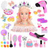 Everideals 39PCS Hair Styling Doll Head Makeup Kit for Girls,Pretend Play Hair Styling Set,with Hairdryer Curling Iron Crown Hai