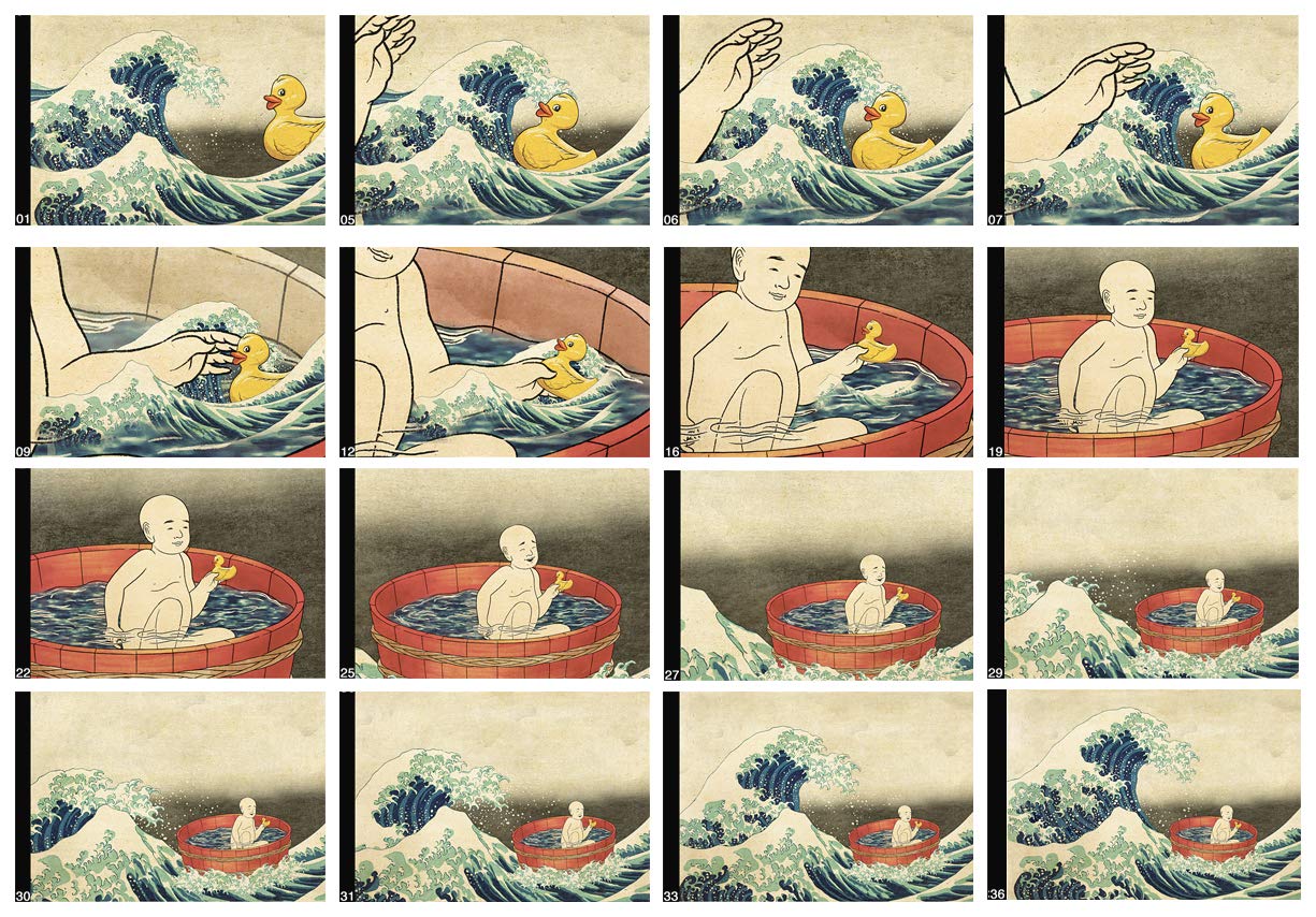 Fliptomania Hokusai Ducky Flipbook: The Wave Meets The Ducky