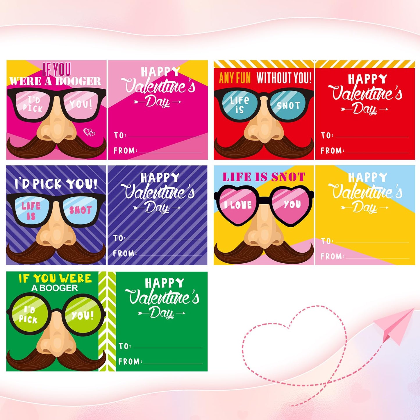 Pasimy 30 Sets Valentines Day Gifts Nose Picking Valentines Cards With Pop Tubes I Pick Your Nose Cards Exchange Party Supplies