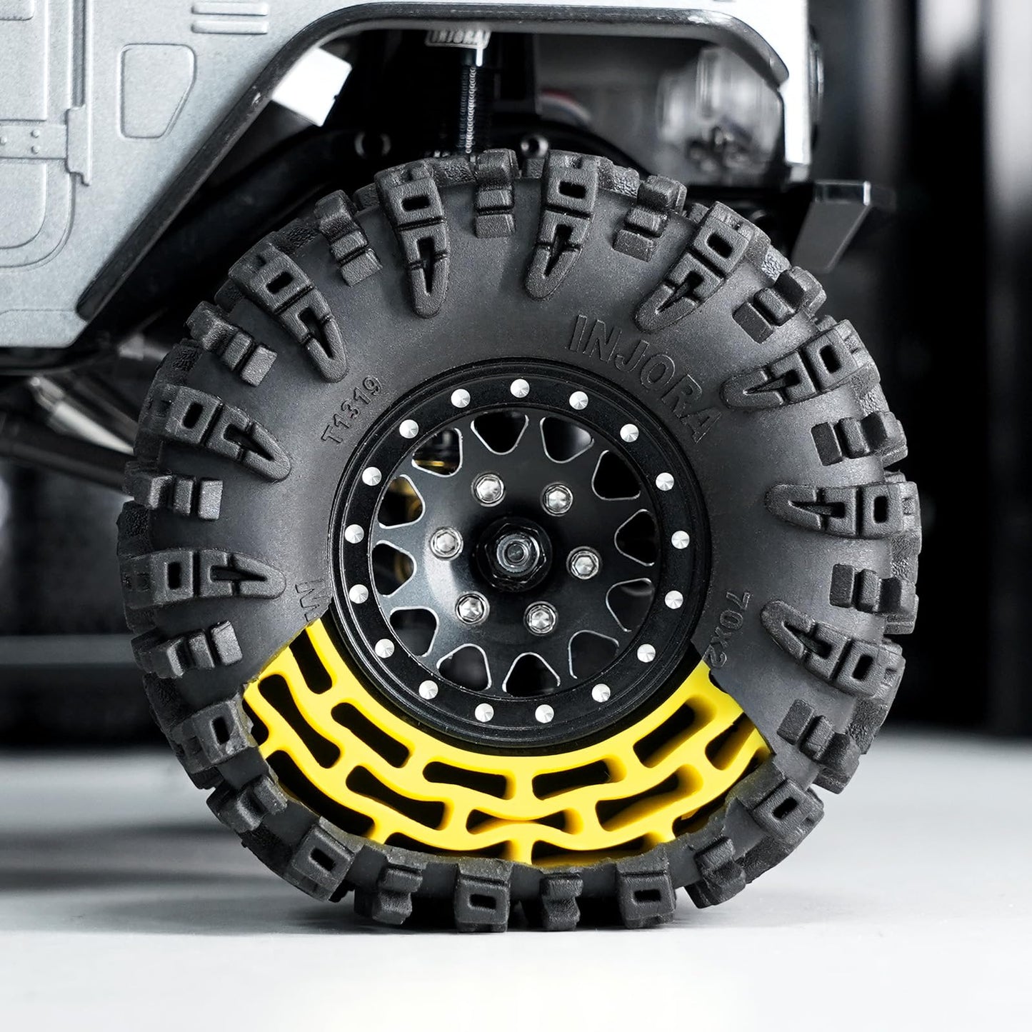 INJORA 1.3 Silicone Rubber Inserts and Swamp Claw Tires for TRX4M SCX24 1/18 1/24 RC Crawler Car Upgrade(Yellow)