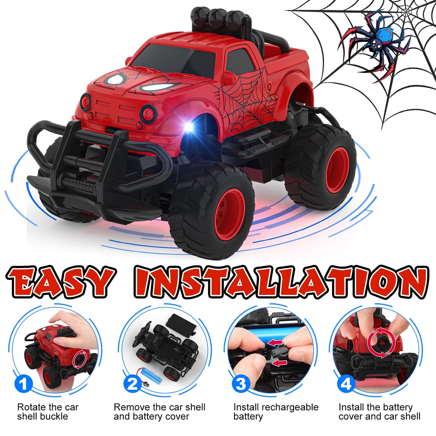 Remote Control Car for Boys 4-7, 1:43 Scale Mini RC Cars for Kids 3-5, RC Truck Christmas Birthday Gift for Toddlers 3 4 5 6 7 8