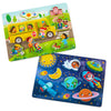 B. Toys- Peek & Explore 2-Pack - Outer Space & School Bus- Chunky Puzzle Pack – Puzzles For Toddlers, Kids- 8 Pieces Each – 2 Years +