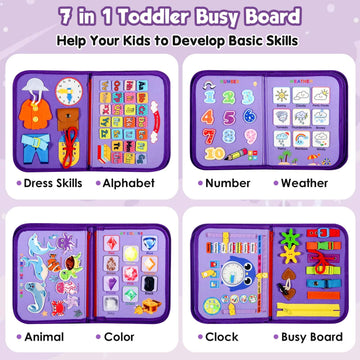 Winblo Toddler Busy Board - Montessori Toys For 2-3 Year Old Girl Birthday Gift - Busy Book For Toddlers, Montessori Educational Learning Travel Activities Toys For Kids Ages 2-4