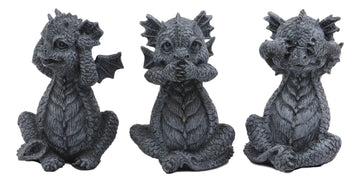Ebros Whimsical Three Wise Dragon Hatchlings See Hear Speak No Evil Baby Dragons Collectible Figurine Miniature Set 3.5' Tall Each Dungeons And Dragons Medieval Renaissance Decor