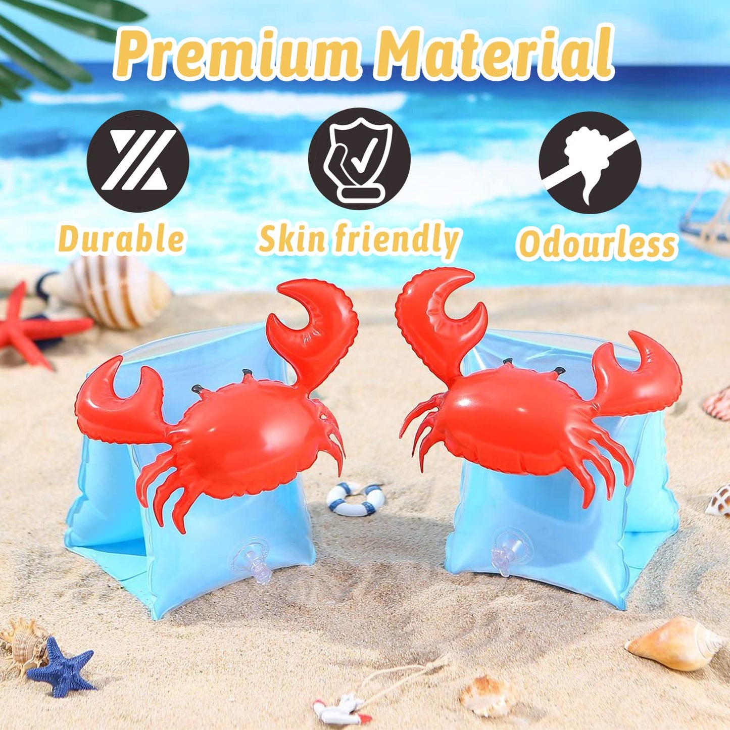 Ccinee Inflatable Arm Bands Crabby Swimming Arm Floats Sleeves Water Wings For Kids Swimming Learners