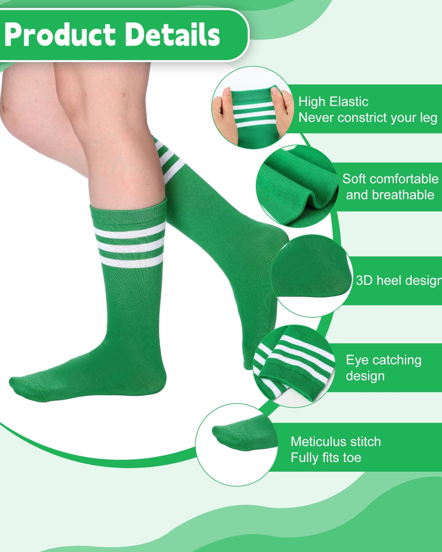 5 Layered Tutu Skirt For Kids Tulle Tutu Skirt With Tube Socks Princess Runners Costumes Cosplay For Girls Kids (Green,Kid)