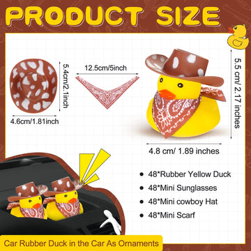 24 Sets Cowboy Rubber Duck with Cute Cow Print Cowboy Hat and Scarf Mini Rubber Duckies Cow Print Farm Theme Party Supplies Bathtub Toys Western Cowboy Theme Party Decoration (Cute Style)