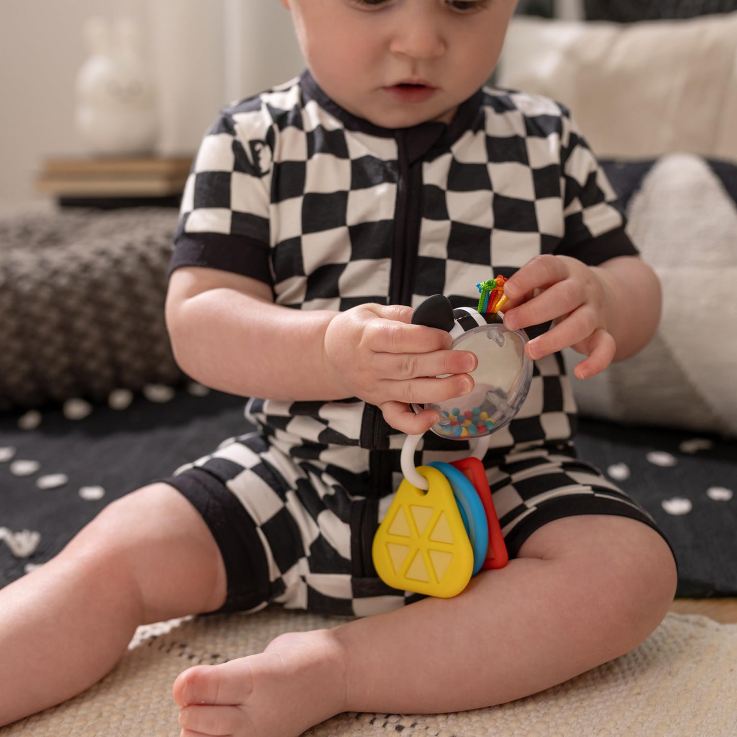 Baby Einstein Shake-a-Shape Zen Teether Toy, Multisensory, 9" H, Plastic, for Ages 3 Months and Up, Model 16885