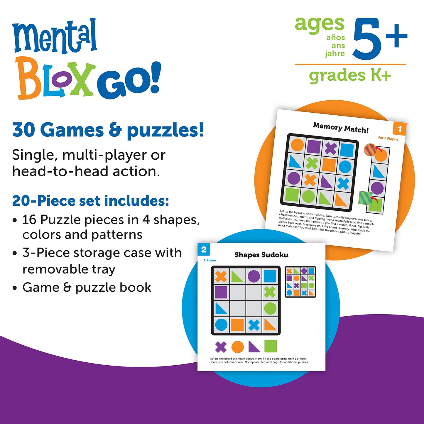 Learning Resources Mental Blox Go!, STEM, 30 Portable Problem Solving and Imaginative Games & Puzzles, Ages 5+, multi-color