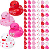 Motionchic 24 Pcs 2 Inch Valentine'S Day Rubber Duck Love Heart Squeaky Holiday Duckies Novelty Pink Red Bath Toys For Party Fav