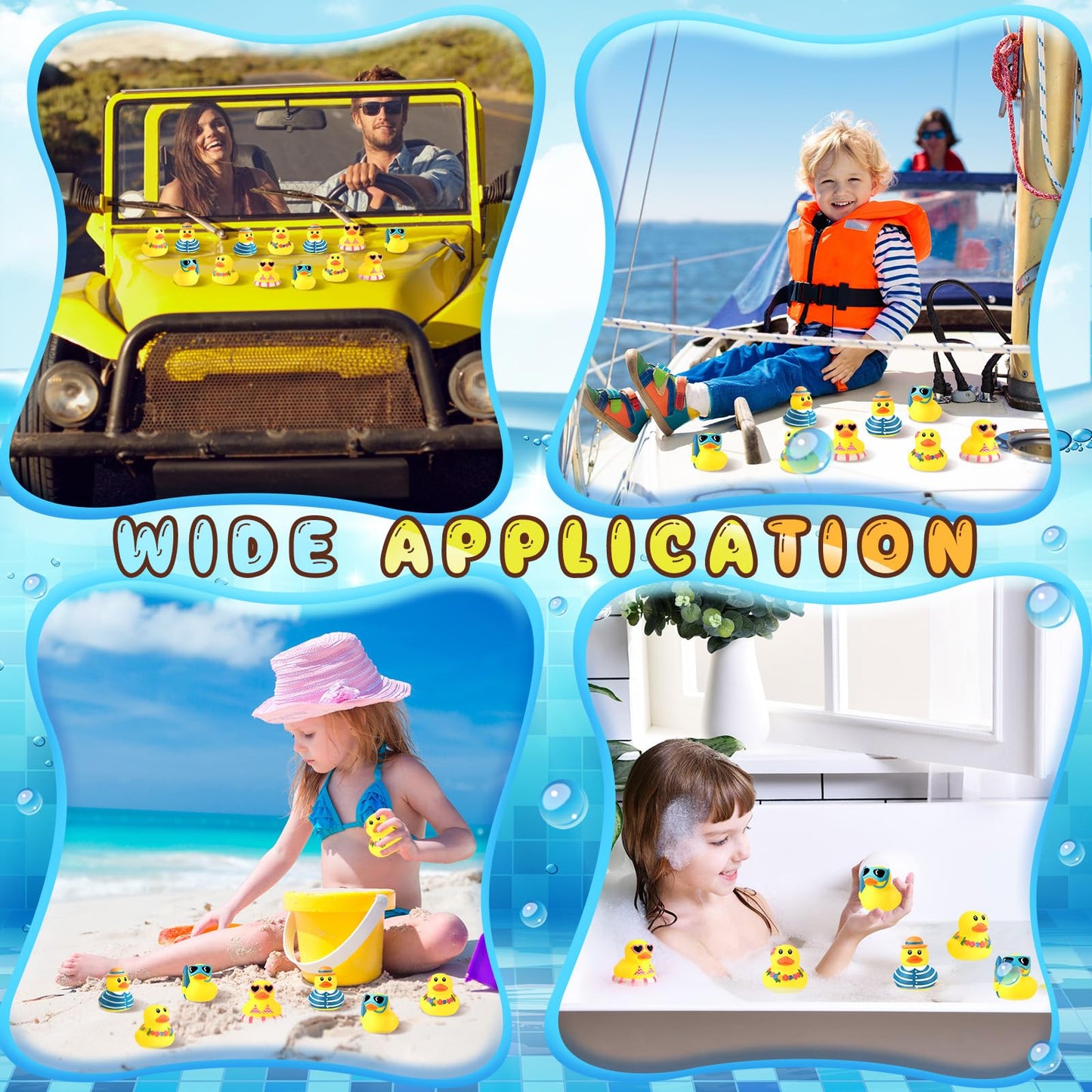 Honoson 36 Pcs Summer Beach Rubber Duckies Bulk Mini Rubber Duck Bath Toys Float Bathtub Ducky Cute Squeaky Rubber Ducky For Cla