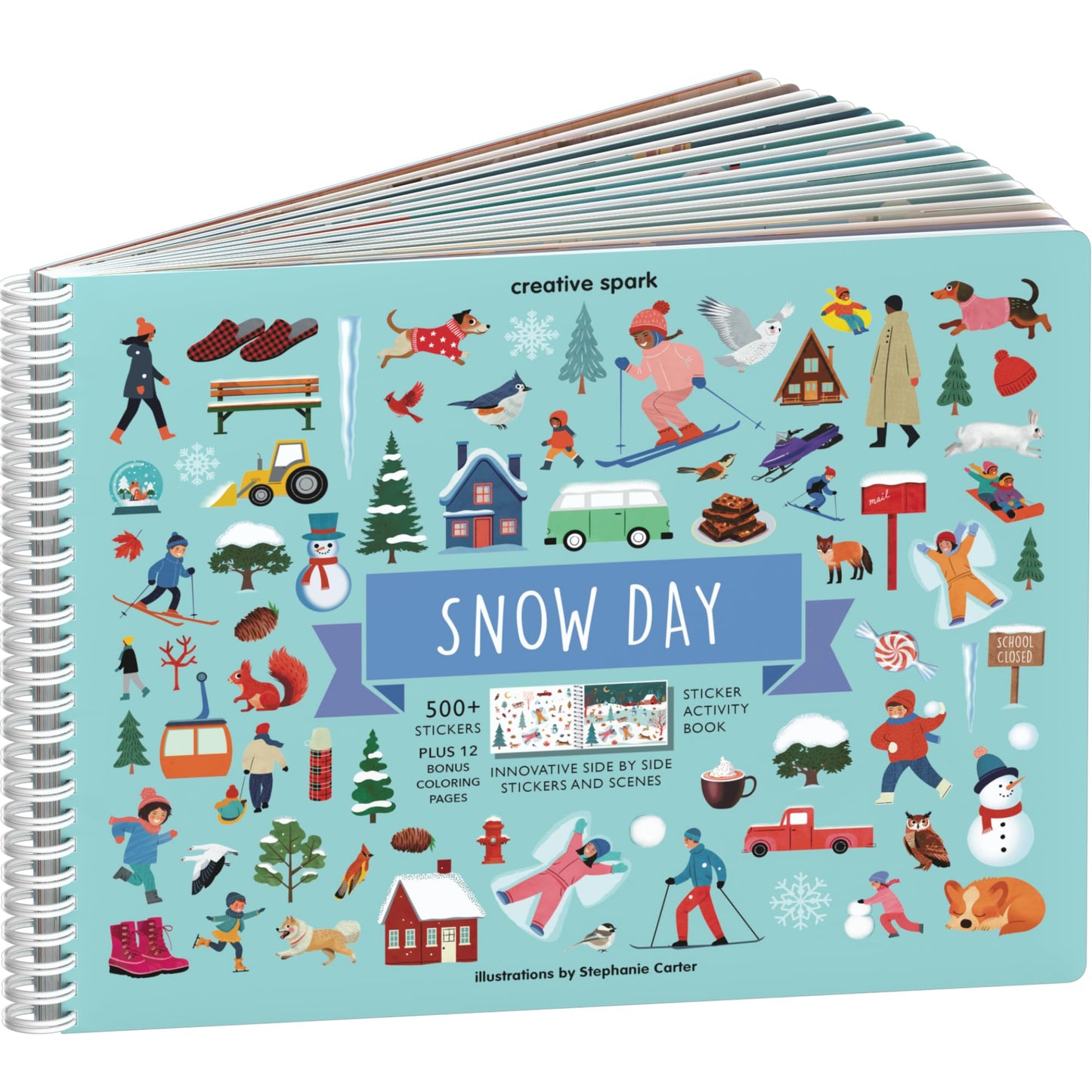 Cupkin Snow Day Sticker Book Activity For Kids, Side By Side Winter Sticker Book, Fun Kid Road Trip Activity, 500+ Kids Stickers