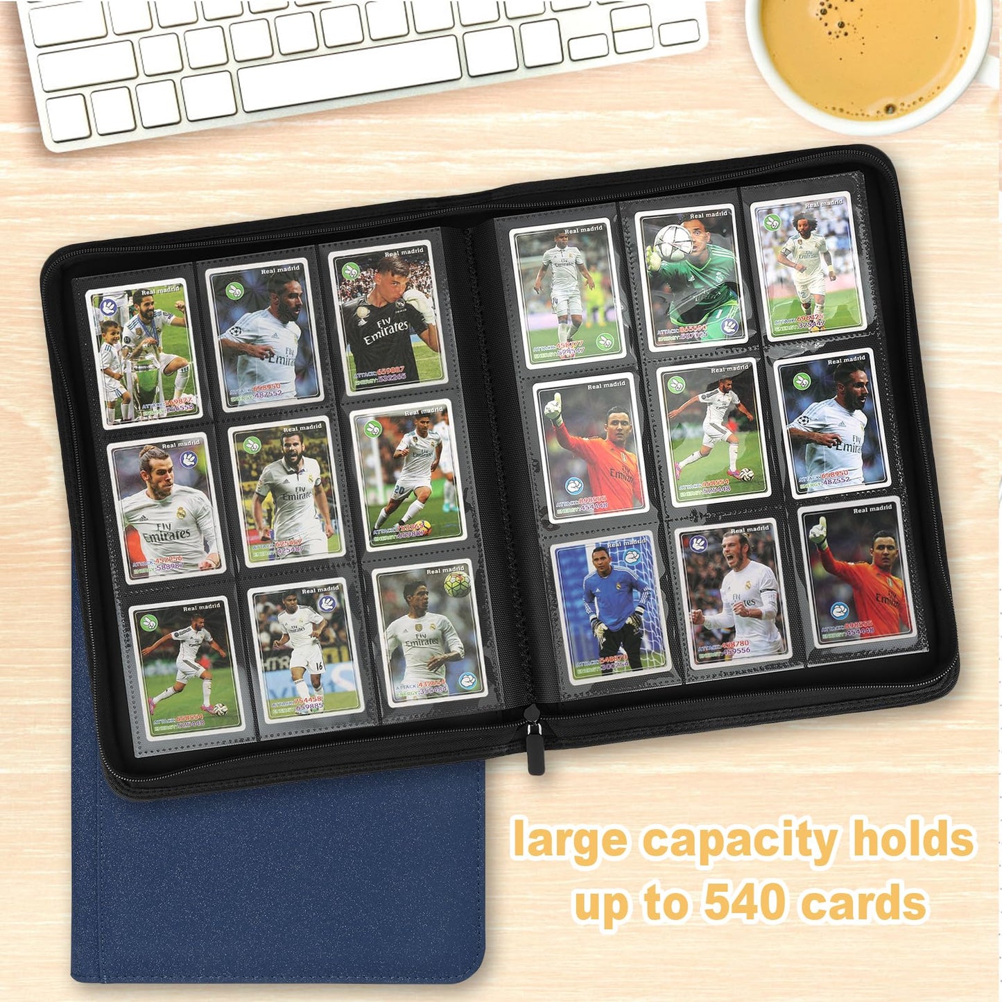 Trading Card Binder 9 Pocket GERMUN PU Cover Card Binder for 540 Cards enhanced Trading Card Collection Binder Double Sided Pocket Card Album for MTG TCG (Blue)