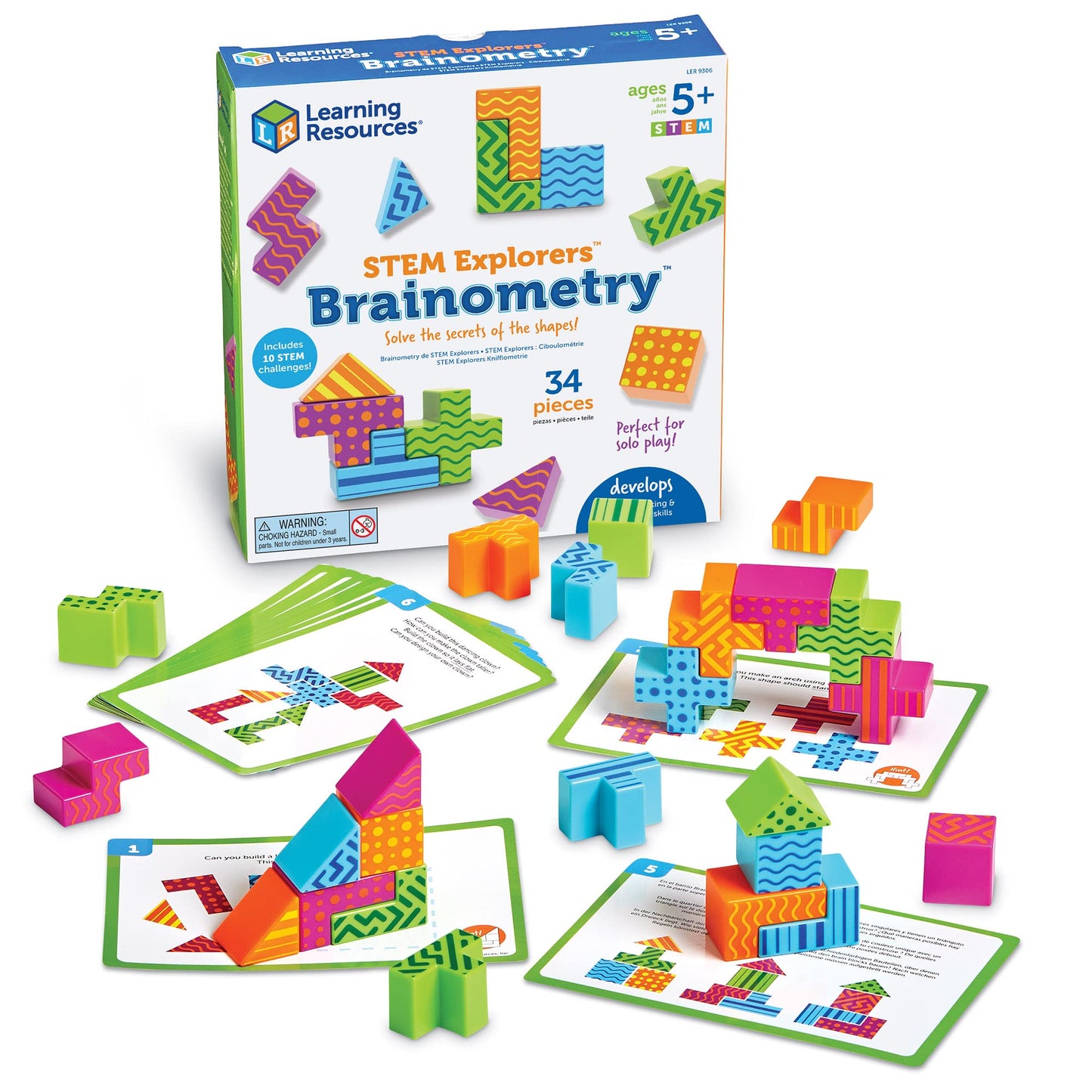 Learning Resources STEM Explorers Brainometry - 34 Pieces, Ages 5+ STEM Toys for Kids, Brain Teaser Toys and Games, Kindergarten