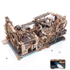 ROBOTIME 3D Puzzle Marble Tracks Set - Motorized Spaceport & Night City, Basswood, Model RBT-LGX02, Engineering Gift