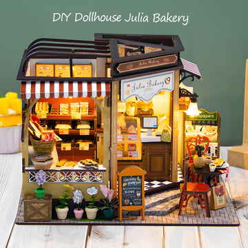 Spilay Dollhouse Miniature with Furniture,DIY Wooden Crafts Magic Doll House Mini Handmade Kit,1:24 Scale Creative Room Idea Gif