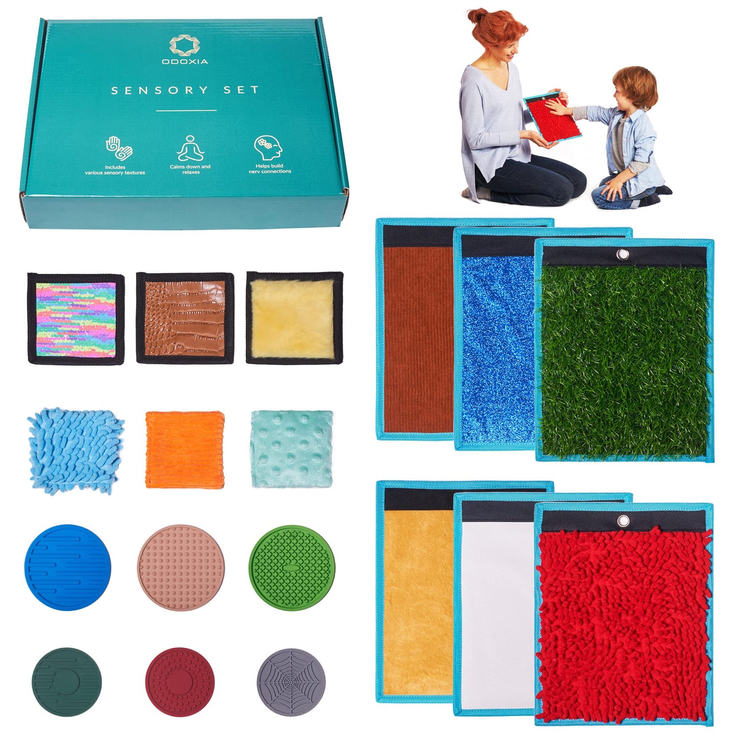 Odoxia Sensory Mats For Autistic Children Sensory Tiles For Kids Mats, Discs & Bean Bags Sensory Wall Panel Multi-Sensory Ex
