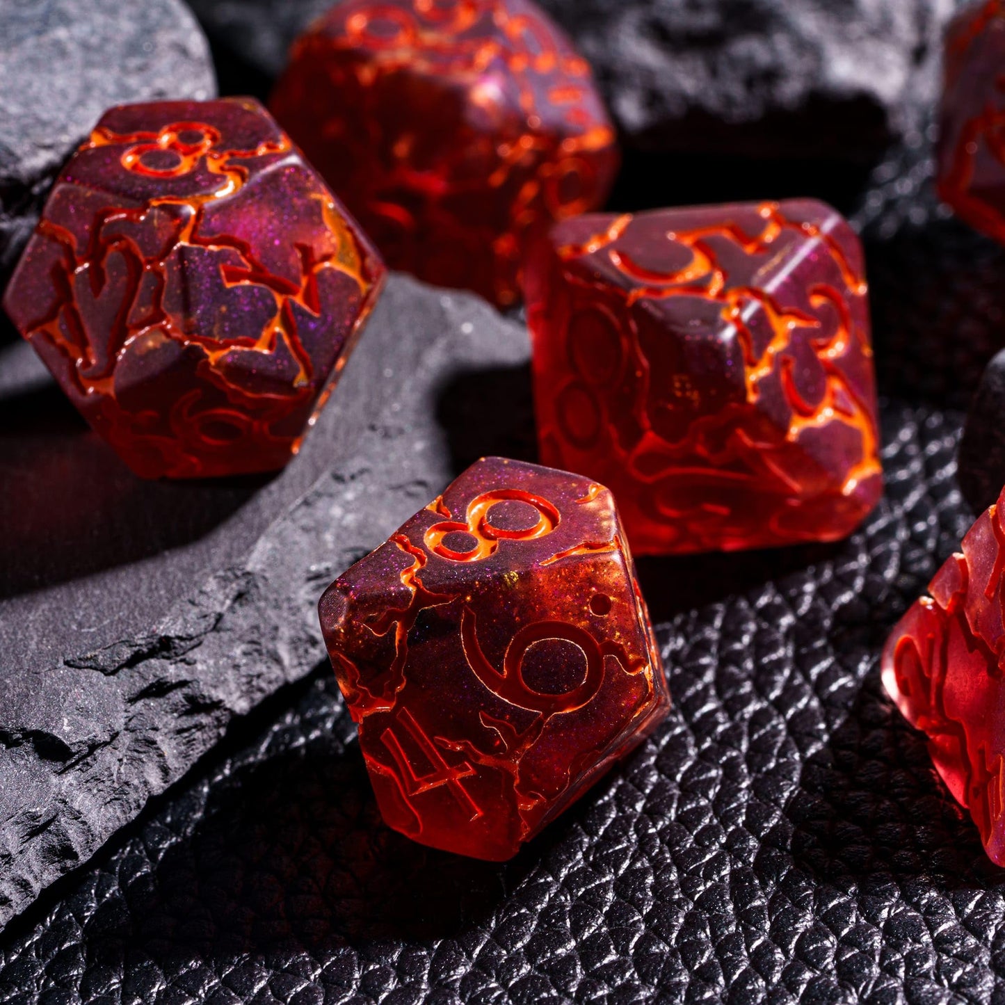 HDdais D&D Polyhedral Dice Set, 7PCS Crackle Design DND Dice Set for MTG Dungeons and Dragons Role Playing Games