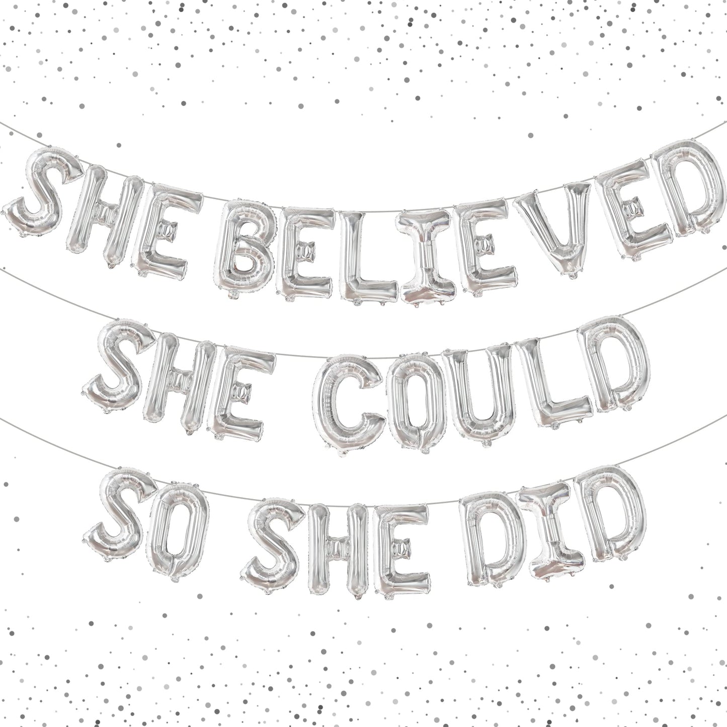 Katchon, Silver She Believed She Could So She Did Balloons - 16 Inch | Congrats Balloons For Congratulations Decorations | Graduation Balloons Class Of 2025 For Graduation Decorations Class Of 2025