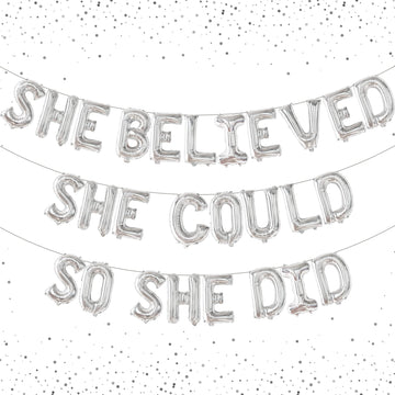 Katchon, Silver She Believed She Could So She Did Balloons - 16 Inch | Congrats Balloons For Congratulations Decorations | Graduation Balloons Class Of 2025 For Graduation Decorations Class Of 2025